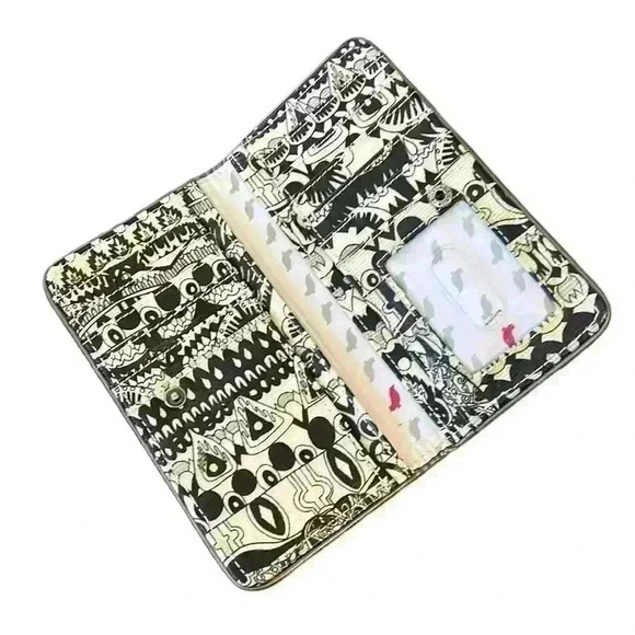 SAKROOTS Slim Elephant One World Bifold Wallet Billfold Black White Copper​ - Picture 2 of 3